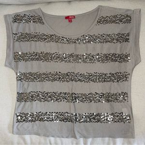 Boxy Gray Sequins T shirt